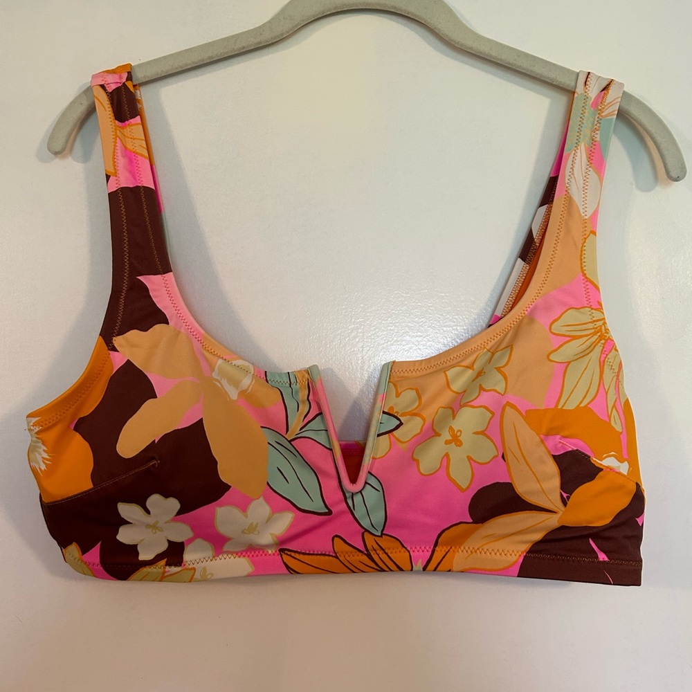 XL Aerie V Wire Scoop Bikini Top, Pink Infusion